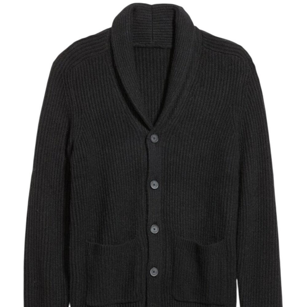 Gap SoSoft Shawl Collar Cardigan Black Wool Blend Button Front Small